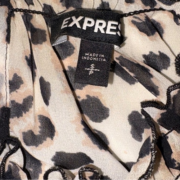 Express Leopard Print Ruffle Neck Blouse – Size Small - Picture 5 of 5